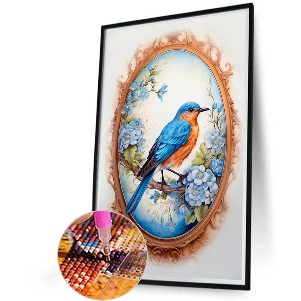 Bluebird In Front Of Painting - Full Round Drill Diamond Painting 40*60CM