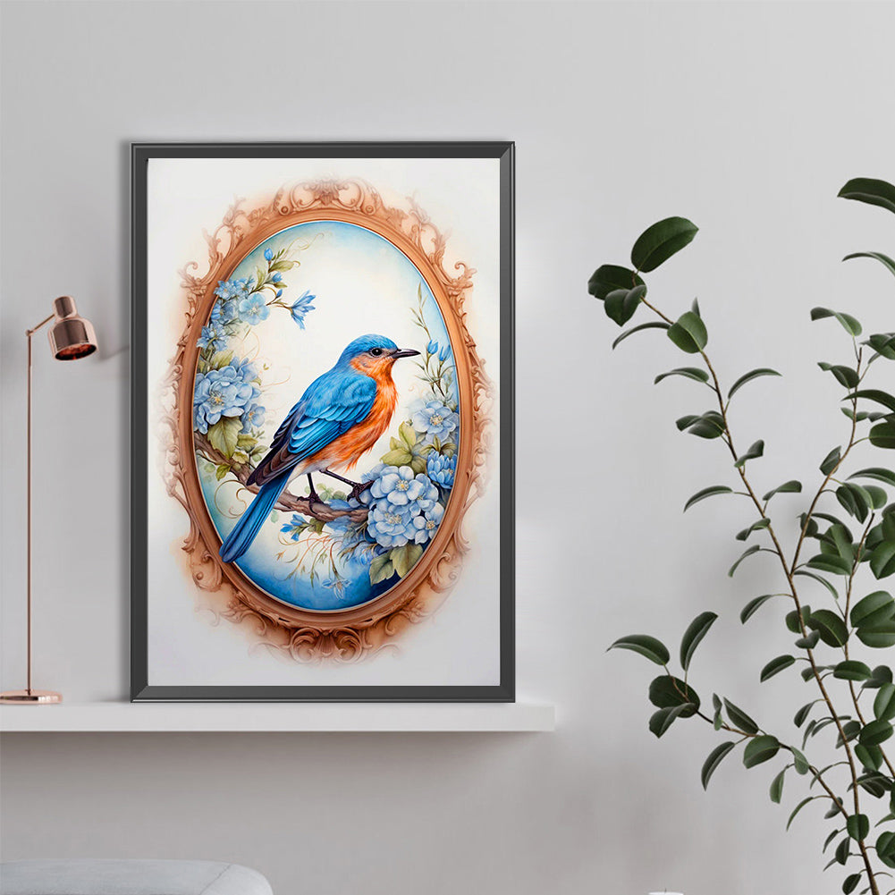 Bluebird In Front Of Painting - Full Round Drill Diamond Painting 40*60CM
