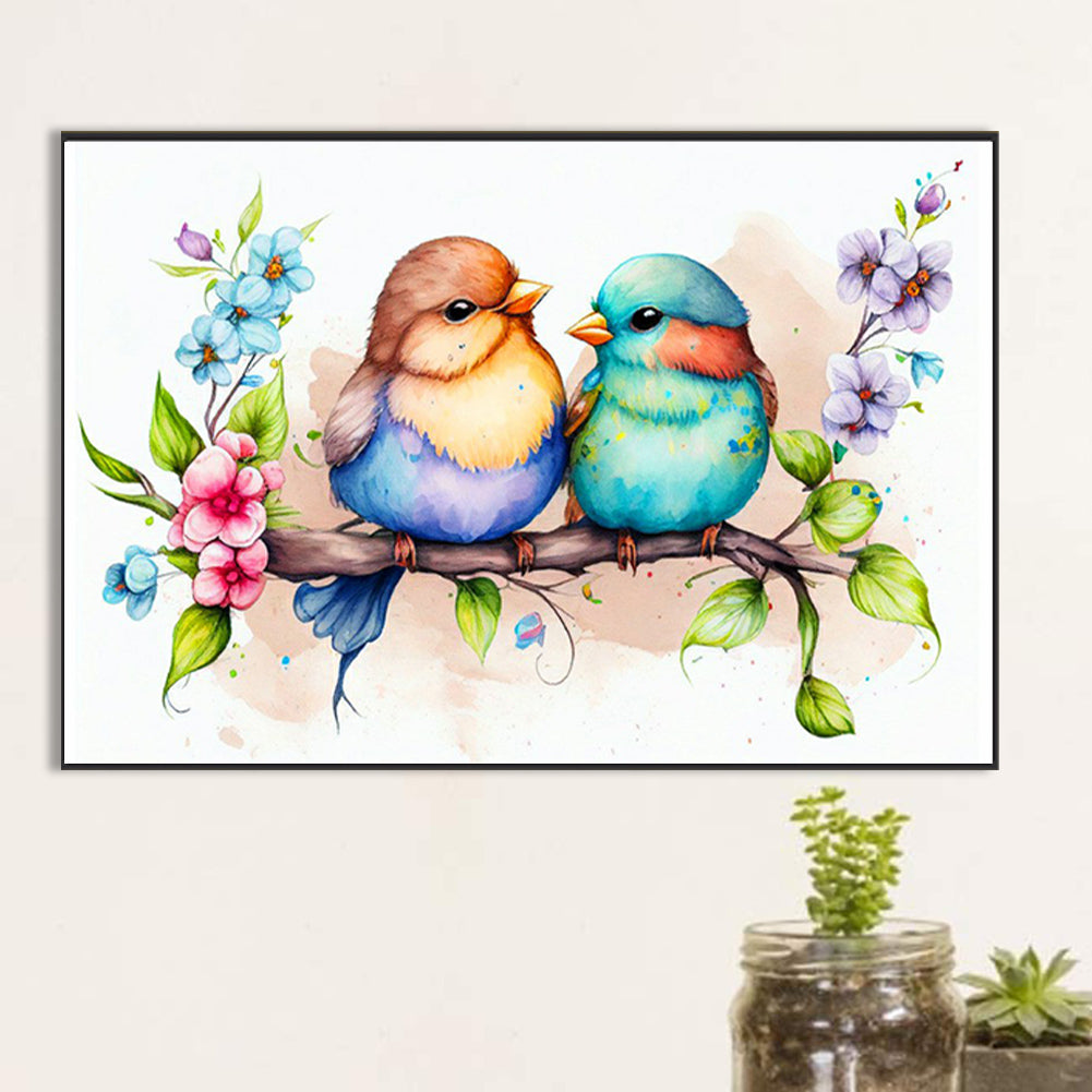 Parrot On Flower Branch - Full Round Drill Diamond Painting 60*40CM