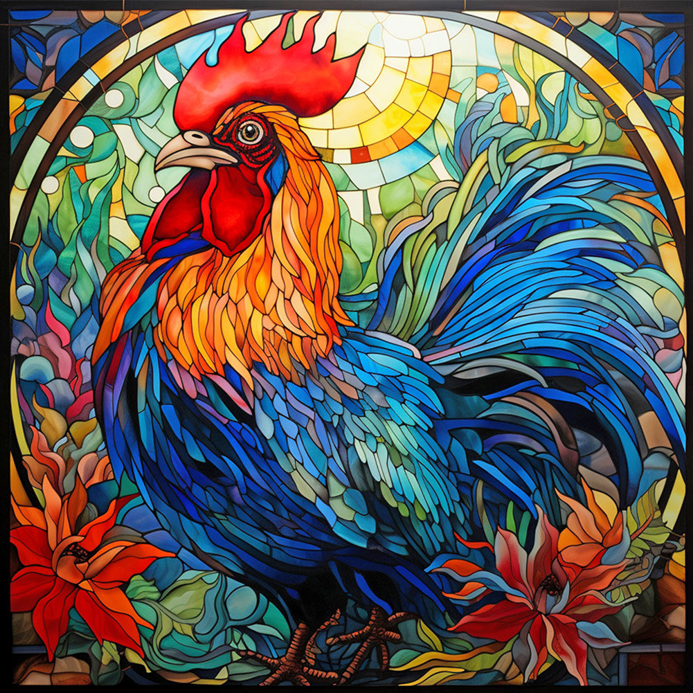 Rooster Glass Painting - Full Round Drill Diamond Painting 40*40CM