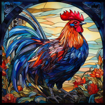 Rooster Glass Painting - Full Round Drill Diamond Painting 40*40CM