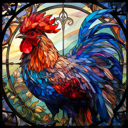 Rooster Glass Painting - Full Round Drill Diamond Painting 40*40CM