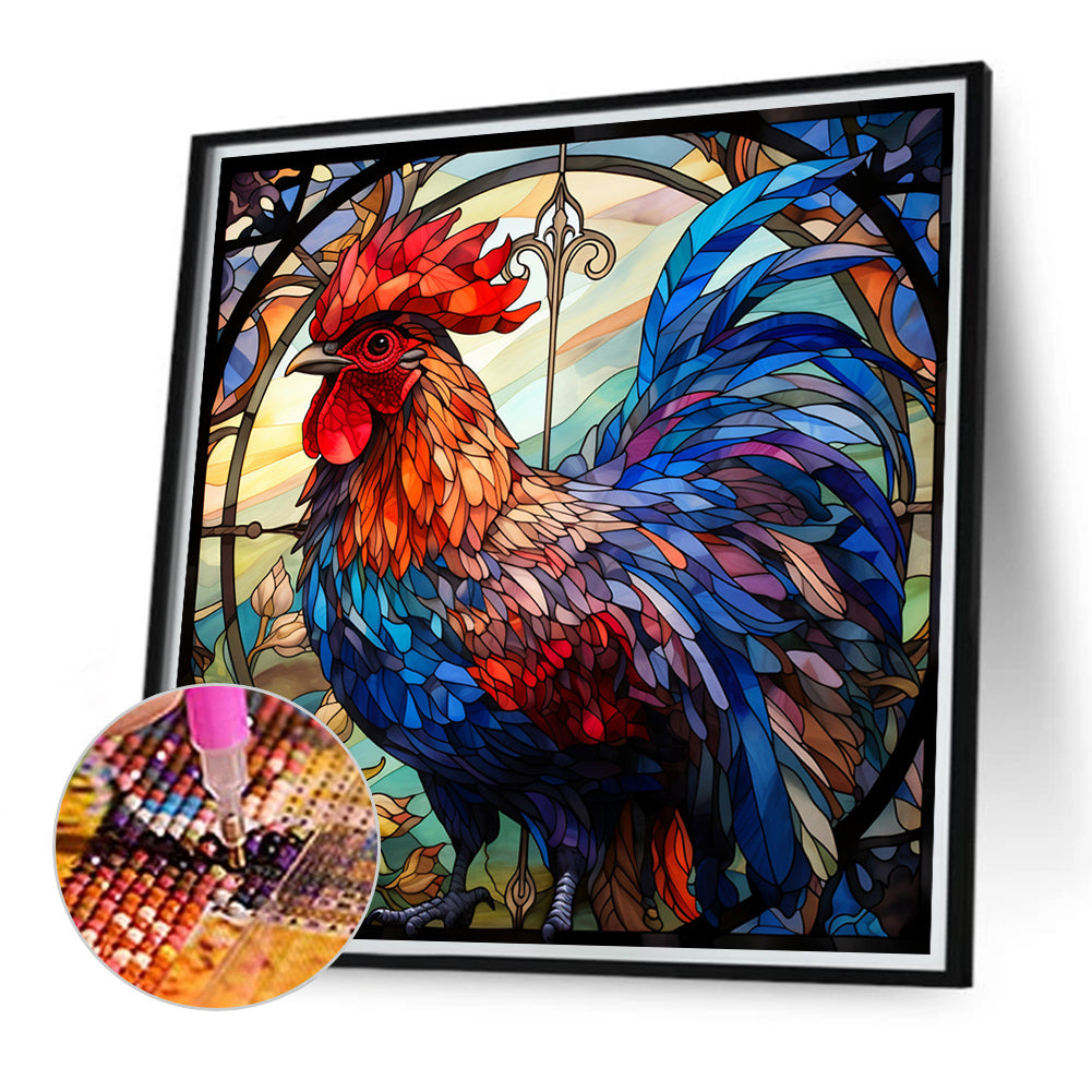 Rooster Glass Painting - Full Round Drill Diamond Painting 40*40CM