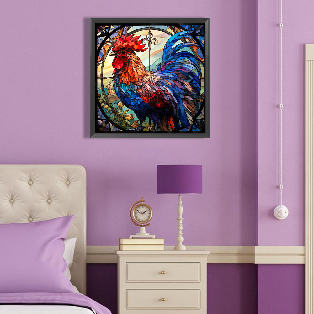 Rooster Glass Painting - Full Round Drill Diamond Painting 40*40CM