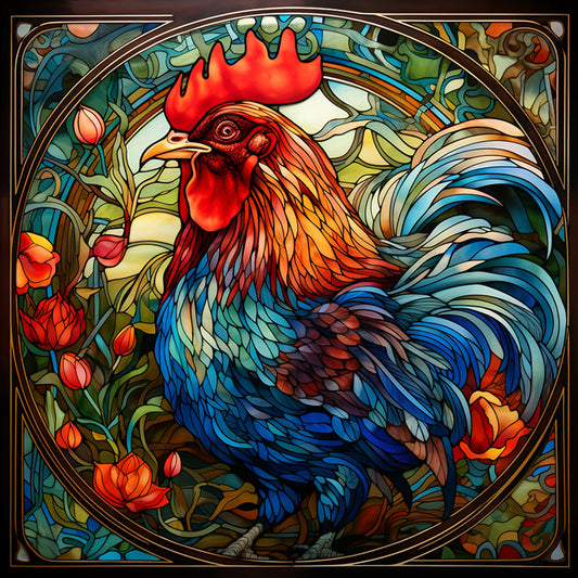 Rooster Glass Painting - Full Round Drill Diamond Painting 40*40CM