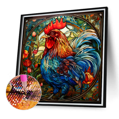 Rooster Glass Painting - Full Round Drill Diamond Painting 40*40CM