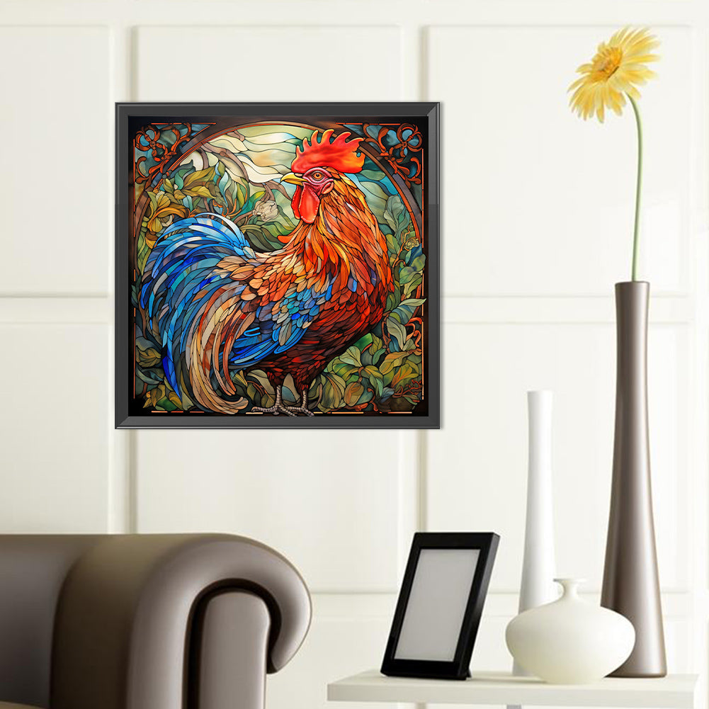 Rooster Glass Painting - Full Round Drill Diamond Painting 40*40CM