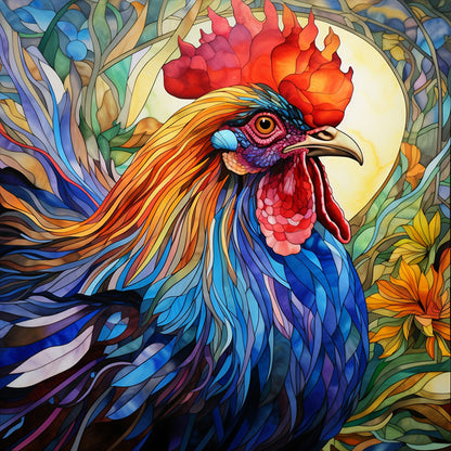 Rooster Glass Painting - Full Round Drill Diamond Painting 40*40CM