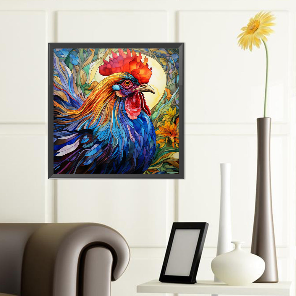 Rooster Glass Painting - Full Round Drill Diamond Painting 40*40CM