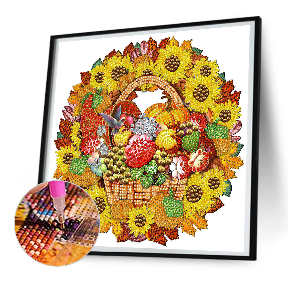 Sunflower Wreath -   Special Shaped Drill Diamond Painting 30*30CM