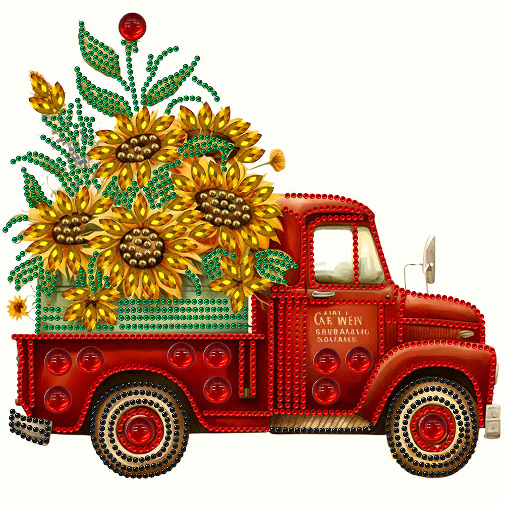 Sunflower Vintage Car -   Special Shaped Drill Diamond Painting 30*30CM