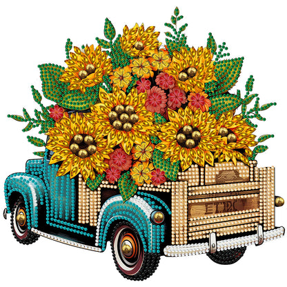 Sunflower Vintage Car -   Special Shaped Drill Diamond Painting 30*30CM