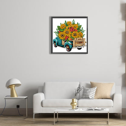 Sunflower Vintage Car -   Special Shaped Drill Diamond Painting 30*30CM