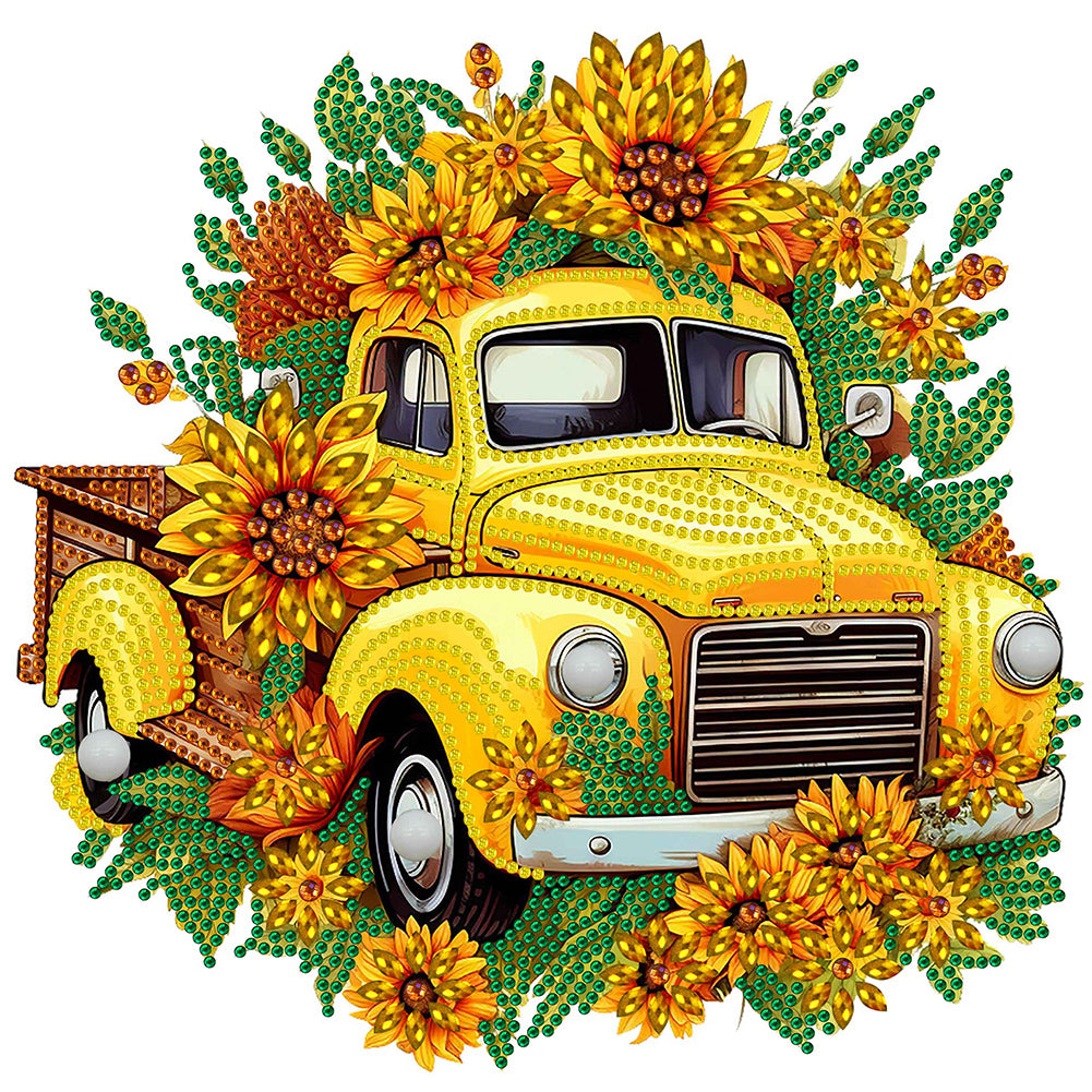 Sunflower Vintage Car -   Special Shaped Drill Diamond Painting 30*30CM