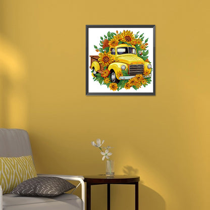 Sunflower Vintage Car -   Special Shaped Drill Diamond Painting 30*30CM