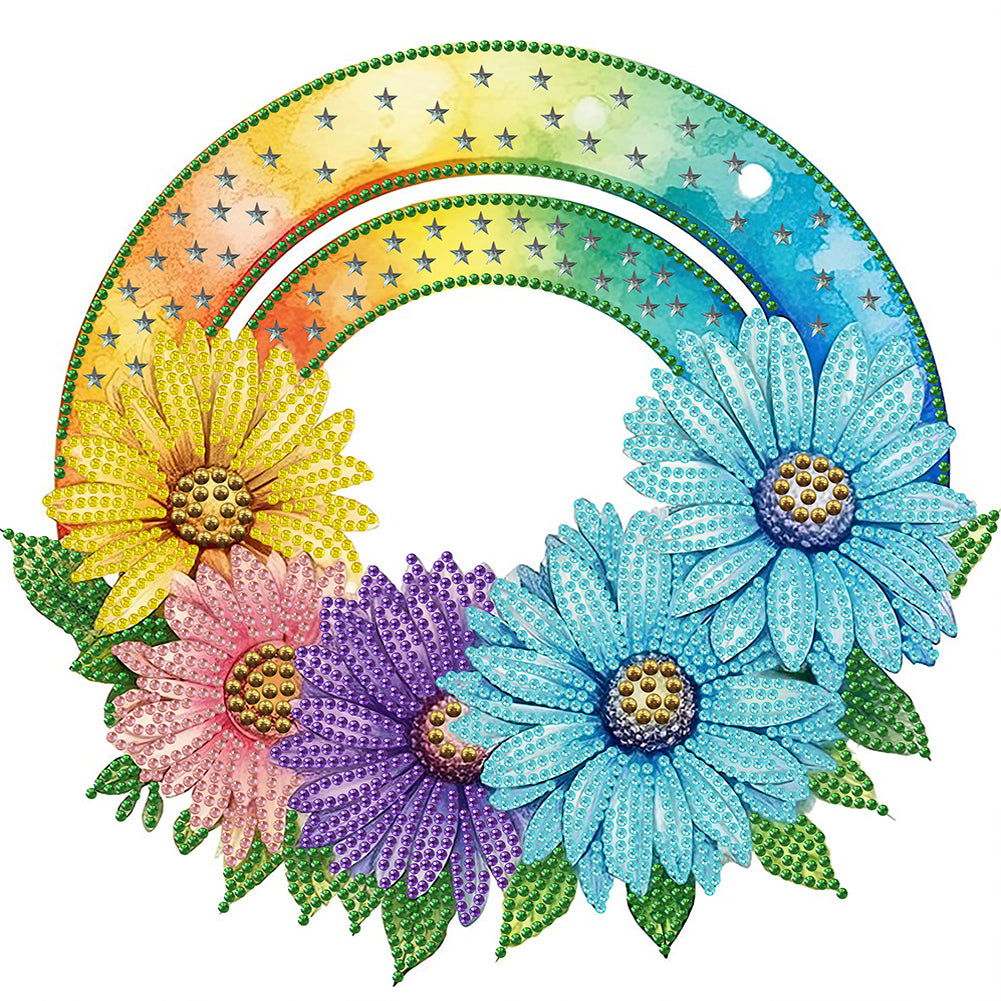 Rainbow Flowers - Special Shaped Drill Diamond Painting 30*30CM