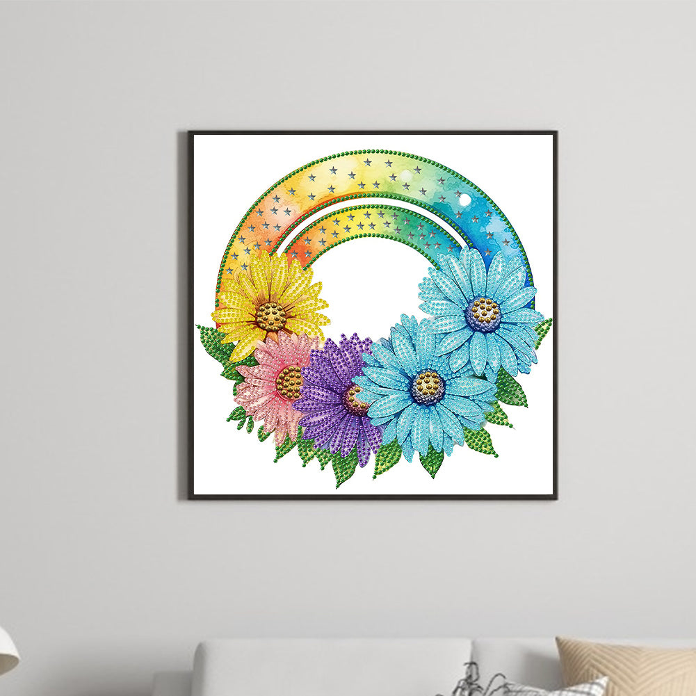 Rainbow Flowers - Special Shaped Drill Diamond Painting 30*30CM