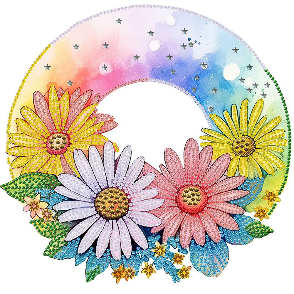 Rainbow Flowers - Special Shaped Drill Diamond Painting 30*30CM