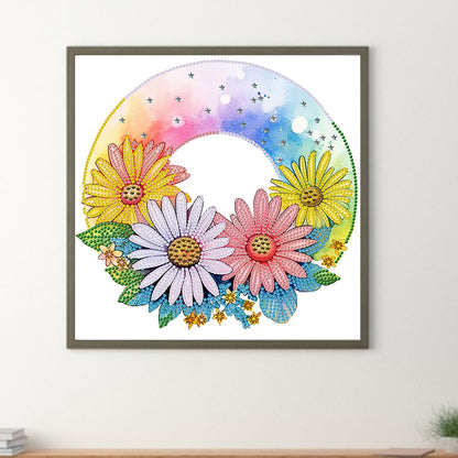 Rainbow Flowers - Special Shaped Drill Diamond Painting 30*30CM