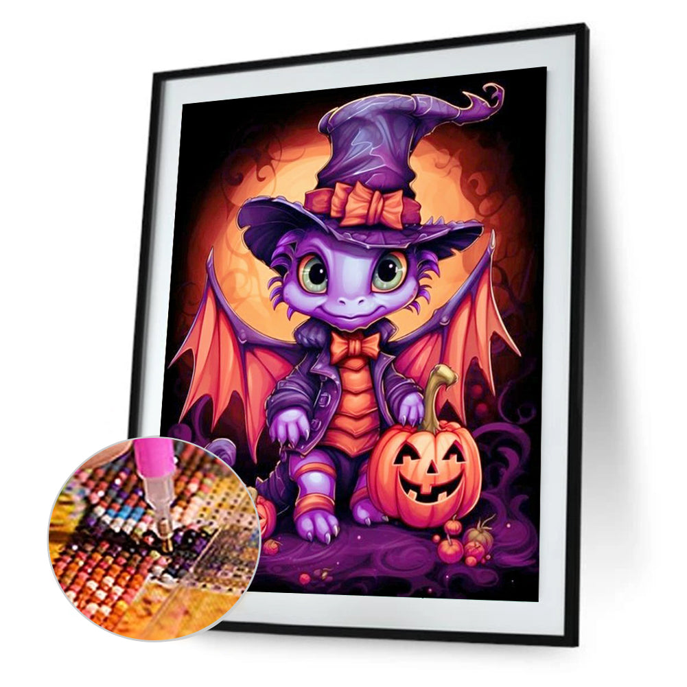 Halloween Winged Dragon - Full Round Drill Diamond Painting 40*40CM