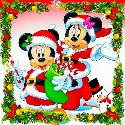 Mickey And Minnie At Christmas - Full Round Drill Diamond Painting 40*40CM