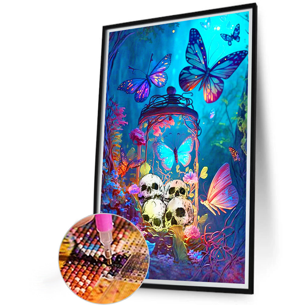 Skull And Butterfly - Full Round Drill Diamond Painting 40*60CM