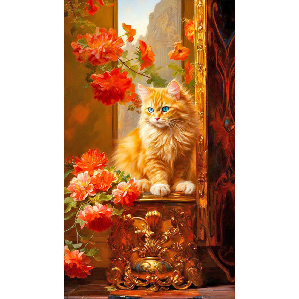 Orange Cat - Full Round Drill Diamond Painting 40*70CM