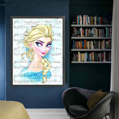 Disney-Princess Elsa Sheet Music - 11CT Stamped Cross Stitch 50*65CM
