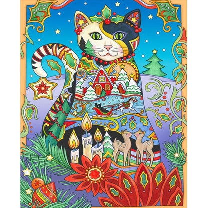 Flower Cat - 11CT Stamped Cross Stitch 45*55CM