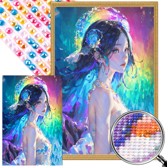 Jellyfish Girl - Full Round AB Drill Diamond Painting 40*60CM