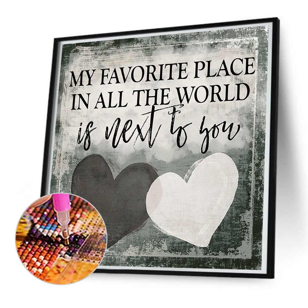 Black And White Love Heart - Full Round Drill Diamond Painting 50*50CM