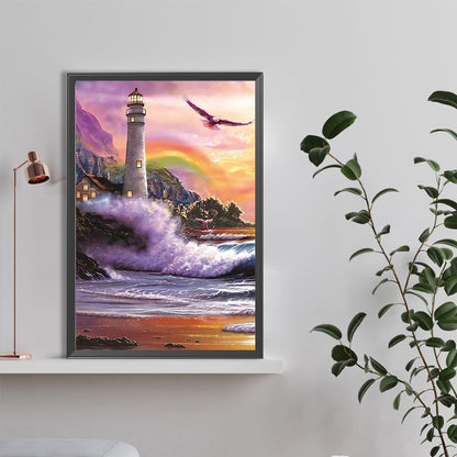 Seaside Lighthouse - Full Round Drill Diamond Painting 40*60CM