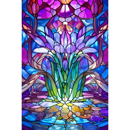 Lotus Glass Painting - Full Round Drill Diamond Painting 40*60CM