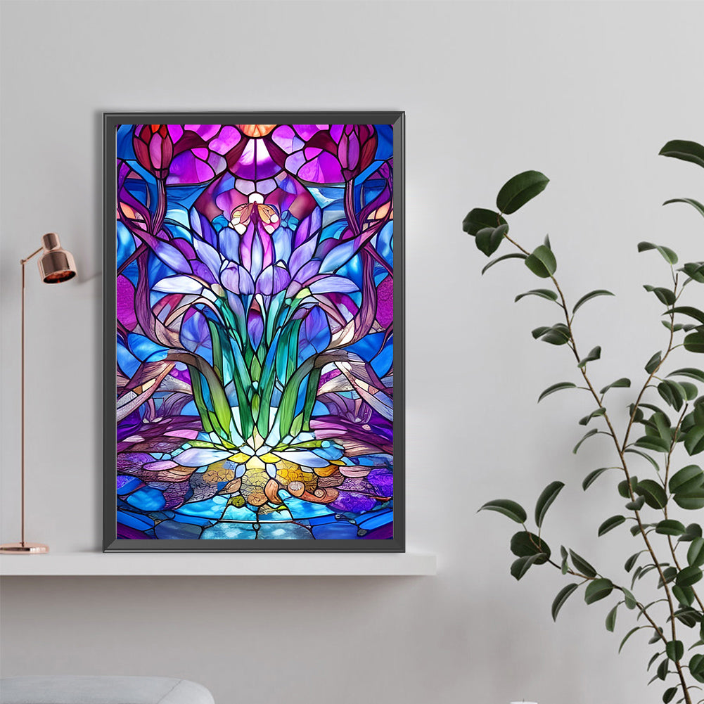 Lotus Glass Painting - Full Round Drill Diamond Painting 40*60CM