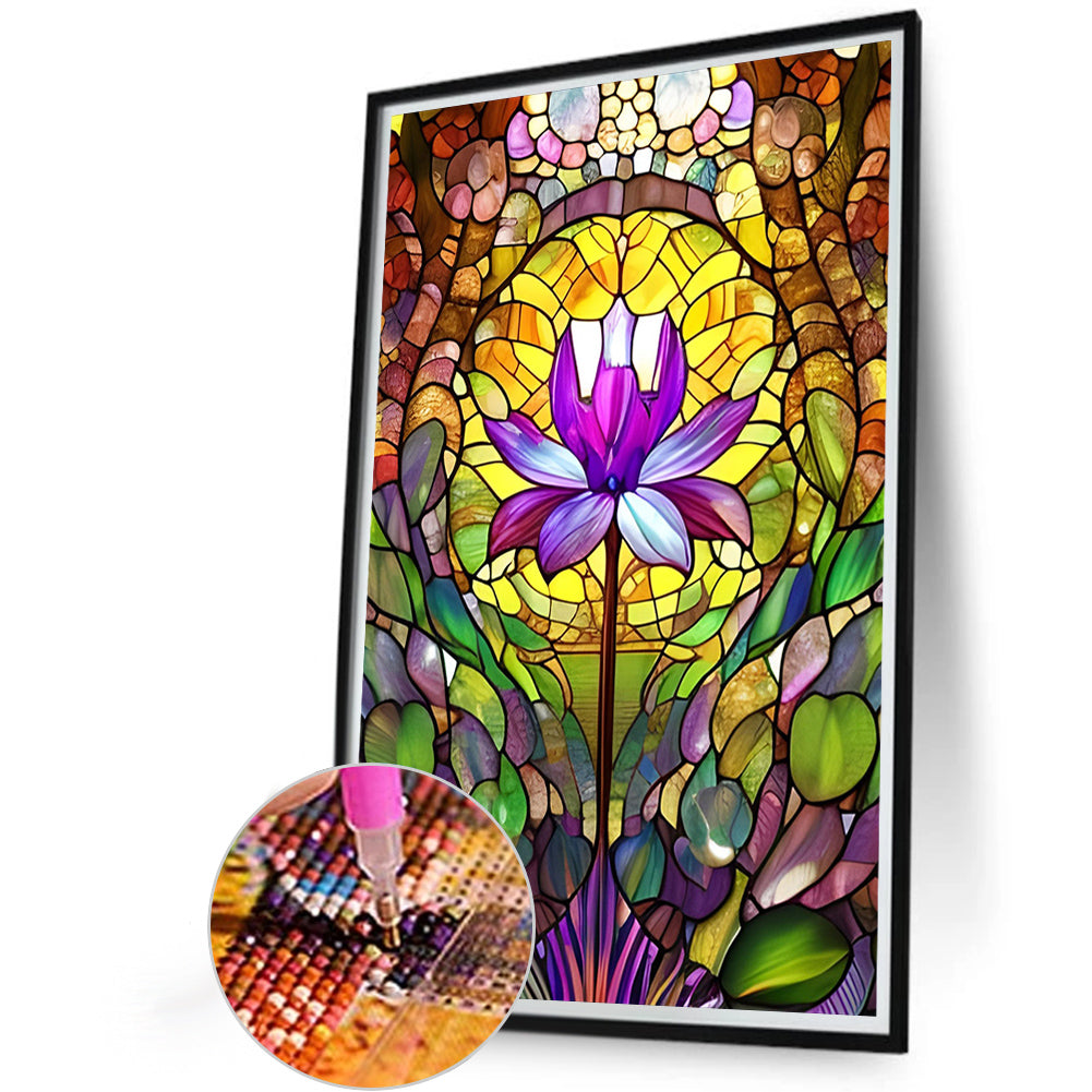 Lotus Glass Painting - Full Round Drill Diamond Painting 40*60CM