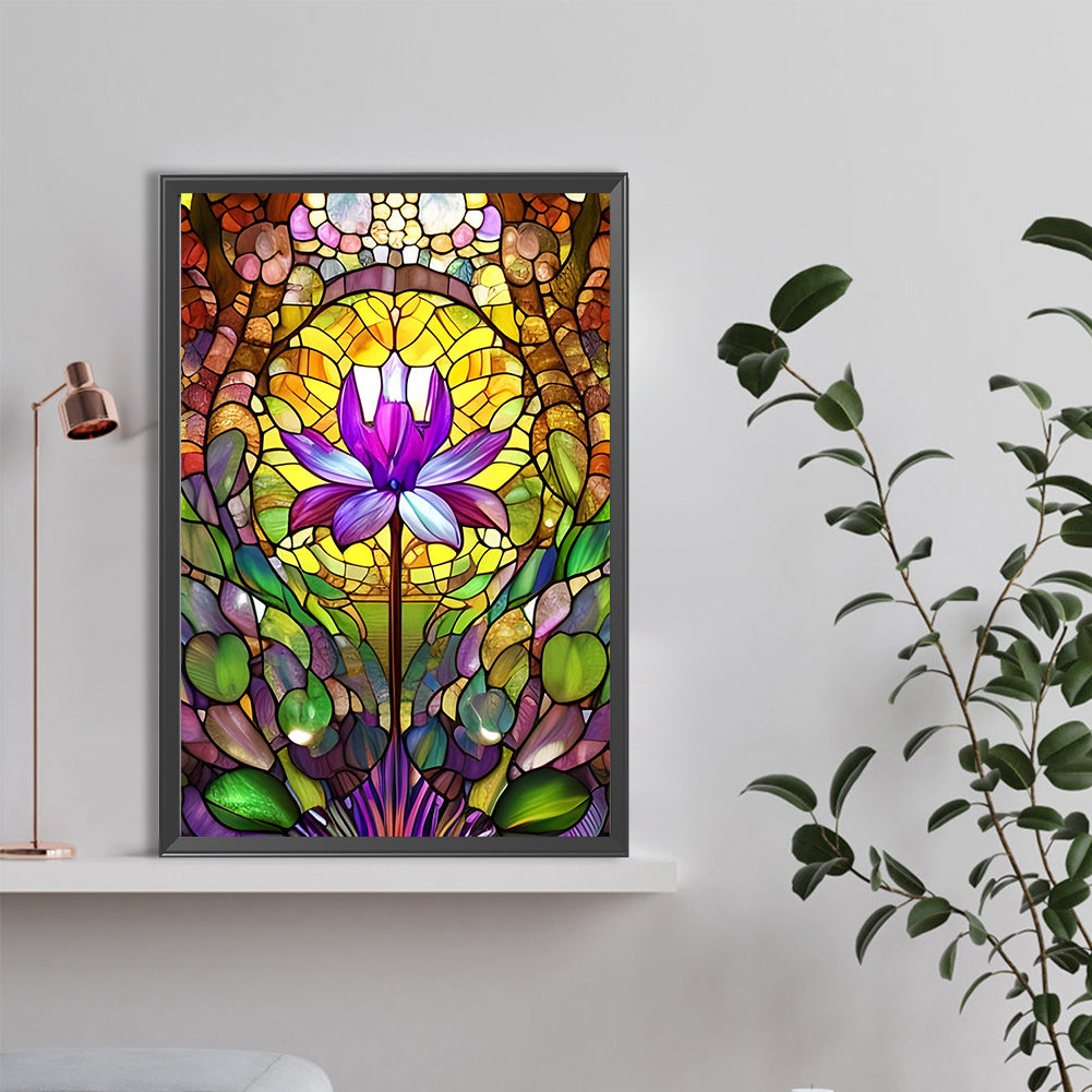 Lotus Glass Painting - Full Round Drill Diamond Painting 40*60CM