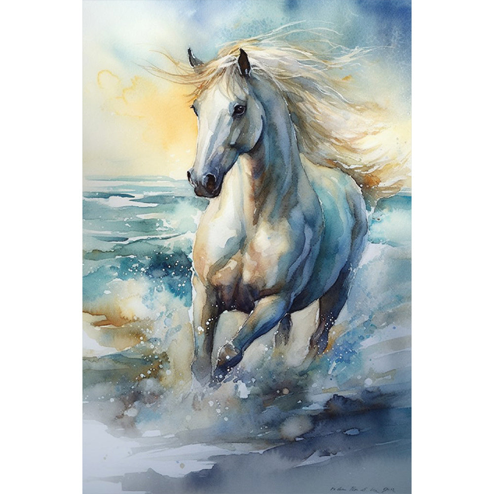 White Horse - Full Round Drill Diamond Painting 40*60CM