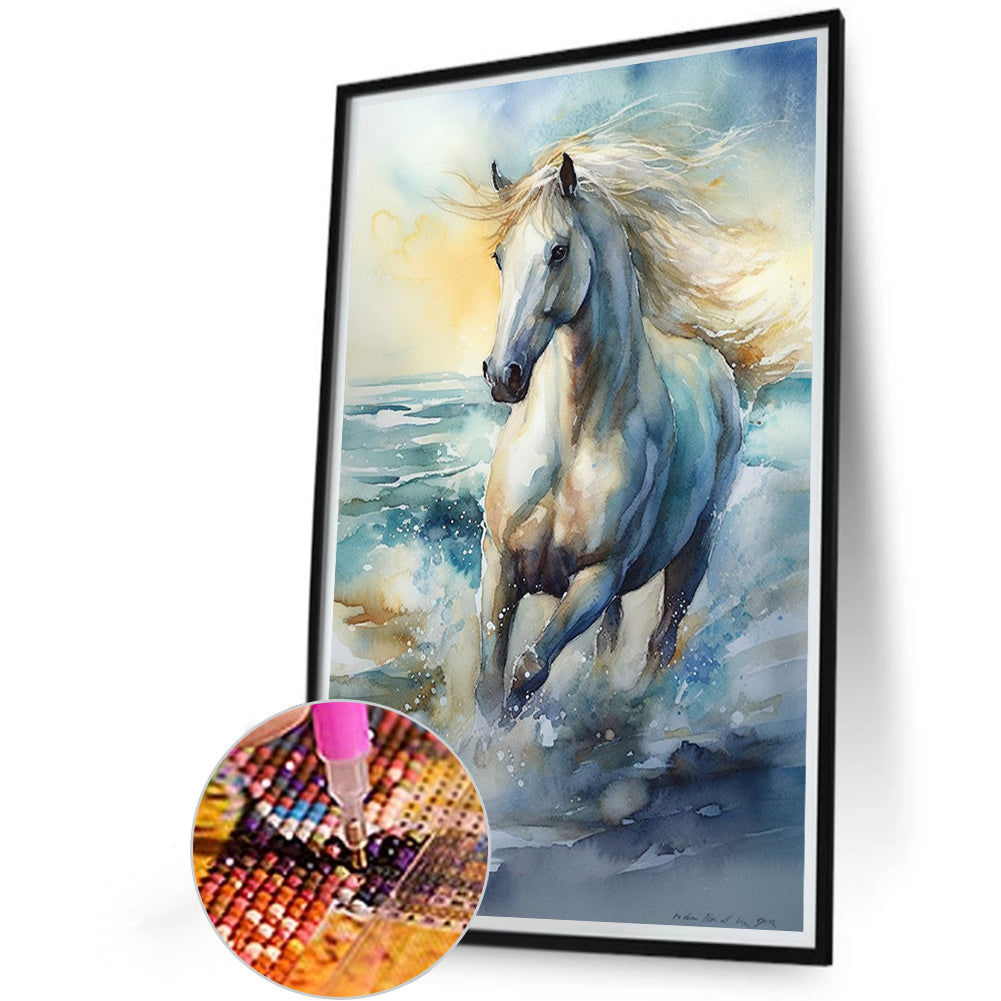 White Horse - Full Round Drill Diamond Painting 40*60CM