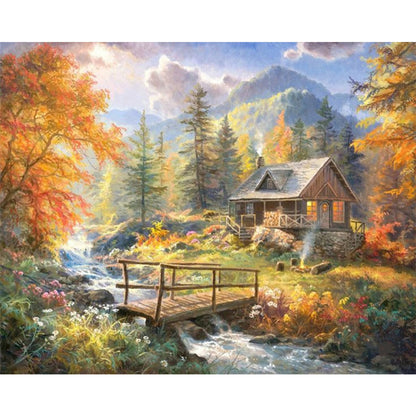 Countryside Mountains - Full Round Drill Diamond Painting 50*40CM