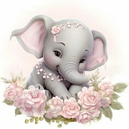 Flower Elephant - Full Round Drill Diamond Painting 40*40CM