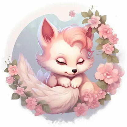 Flower Fox - Full Round Drill Diamond Painting 40*40CM