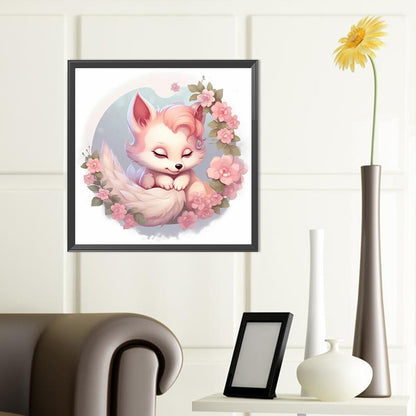 Flower Fox - Full Round Drill Diamond Painting 40*40CM