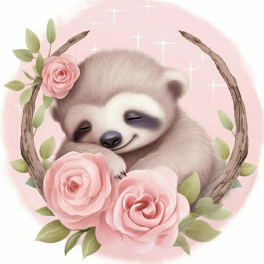 Flower Sloth - Full Round Drill Diamond Painting 40*40CM