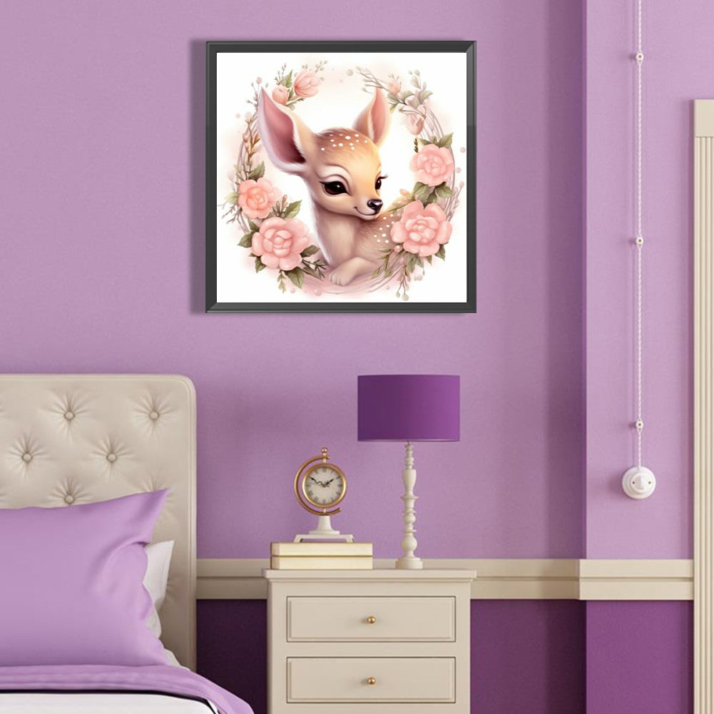 Flower Deer - Full Round Drill Diamond Painting 40*40CM
