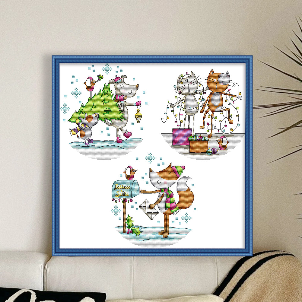 Waiting For Christmas - 14CT Stamped Cross Stitch 37*35CM(Joy Sunday)