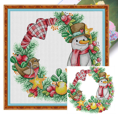 Christmas Snowman Garland - 14CT Stamped Cross Stitch 34*33CM(Joy Sunday)