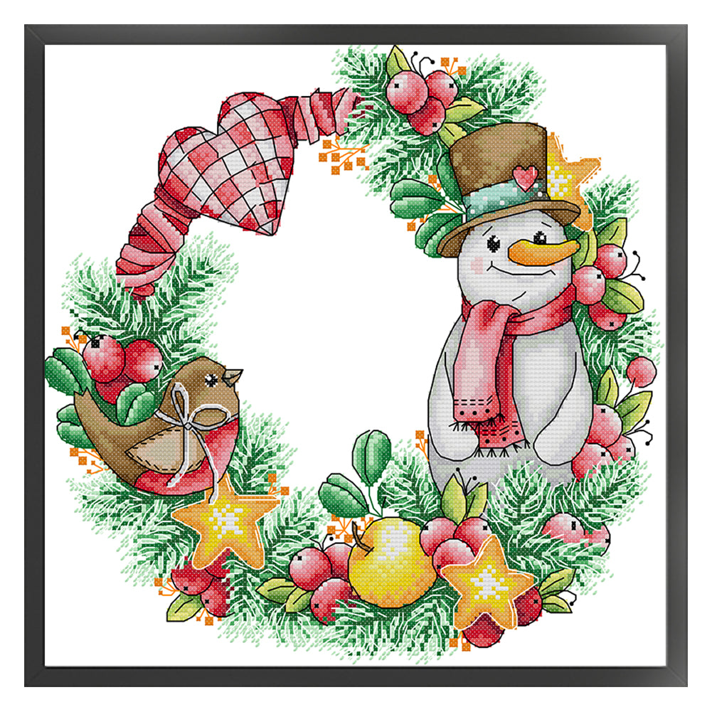 Christmas Snowman Garland - 14CT Stamped Cross Stitch 34*33CM(Joy Sunday)