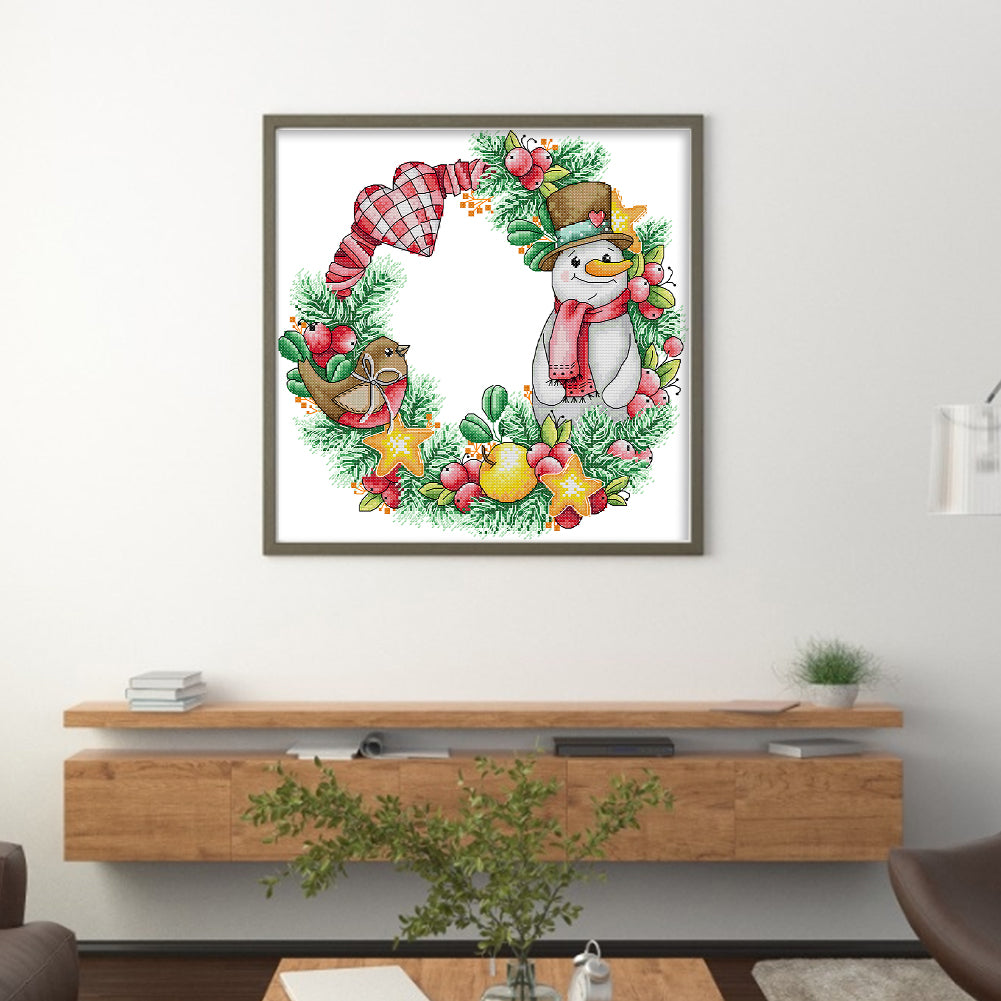 Christmas Snowman Garland - 14CT Stamped Cross Stitch 34*33CM(Joy Sunday)