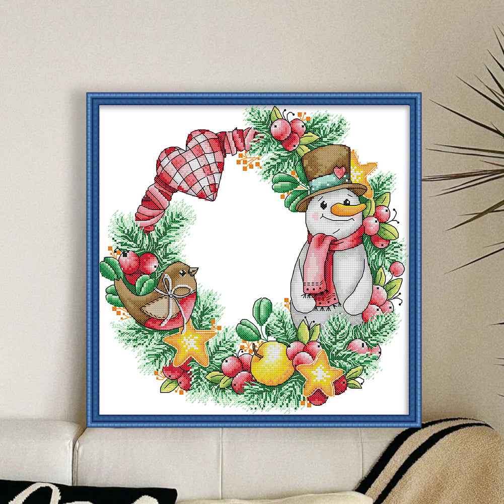 Christmas Snowman Garland - 14CT Stamped Cross Stitch 34*33CM(Joy Sunday)