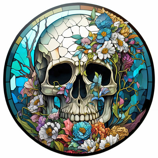 Flowers Skull - Full Round Drill Diamond Painting 40*40CM